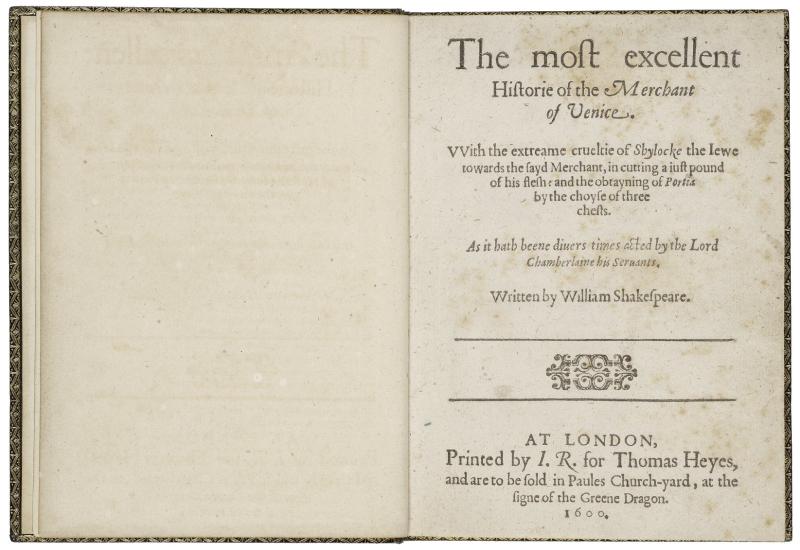 The Merchant of Venice, first edition | Shakespeare Documented